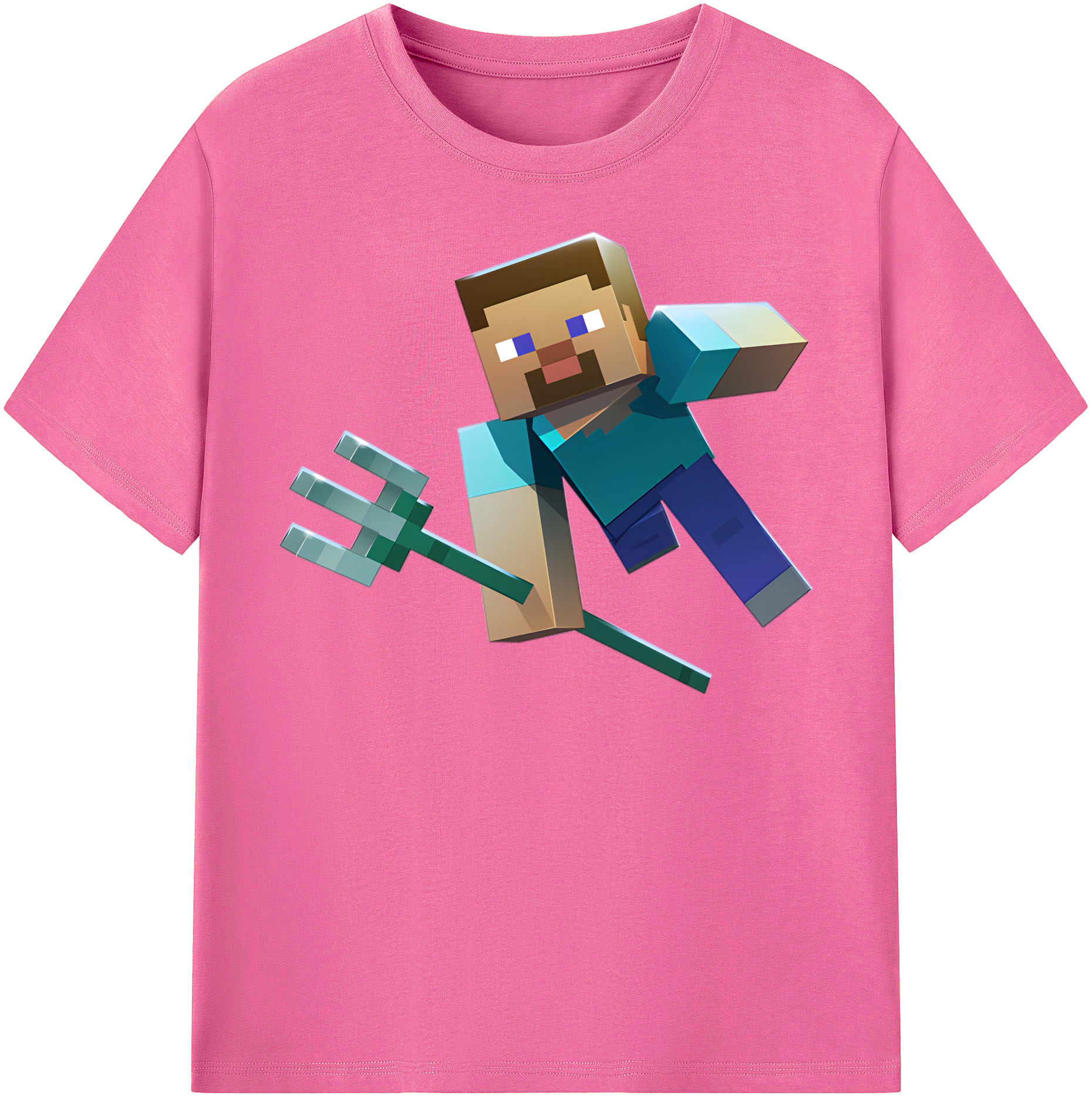 （画像用） マインクラフト ブロックの世界 Minecraft MC Block world レディースカジュアルプリントTシャツ（綿100％）